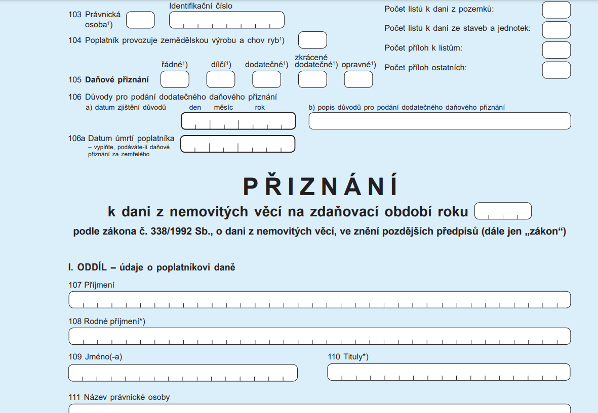 Jak vyplnit daň z nemovitosti?